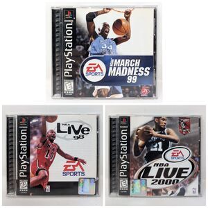 Lot Of 3 Basketball Games NBA Live 98 2000 NCAA March Madness 99 PlayStation 1